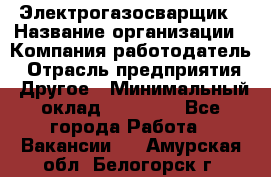 Электрогазосварщик › Название организации ­ Компания-работодатель › Отрасль предприятия ­ Другое › Минимальный оклад ­ 15 000 - Все города Работа » Вакансии   . Амурская обл.,Белогорск г.